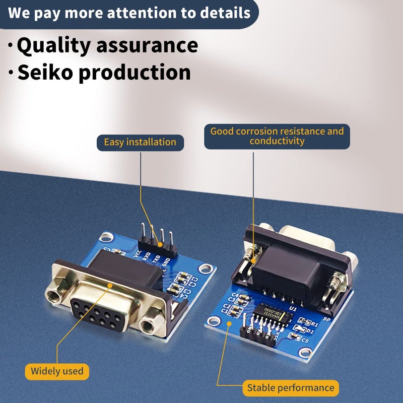 DaFuRui RS232 to TTL Converter Moduleï¼Œ5PCS MAX3232 3.3V to 5V RS2323 COM Serial Prot Board to TTL Connector for Arduino Microcontrollers - Image 5
